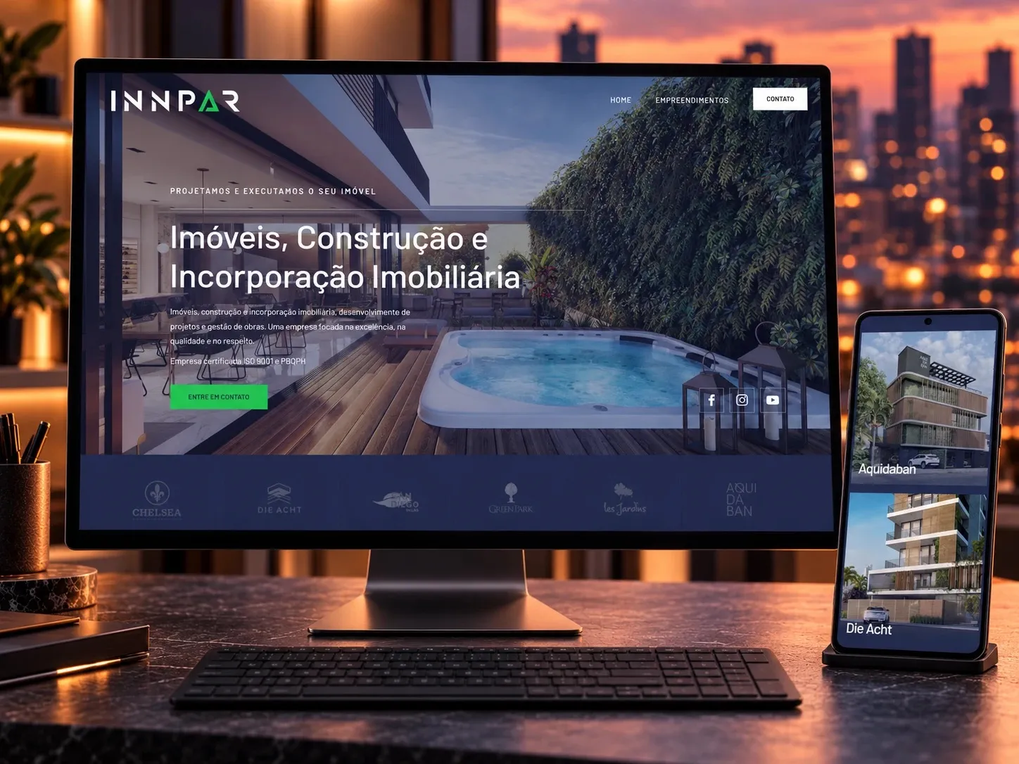 Innpar Construtora: Site da construtora e incorporadora, com os empreendimentos e o contato.