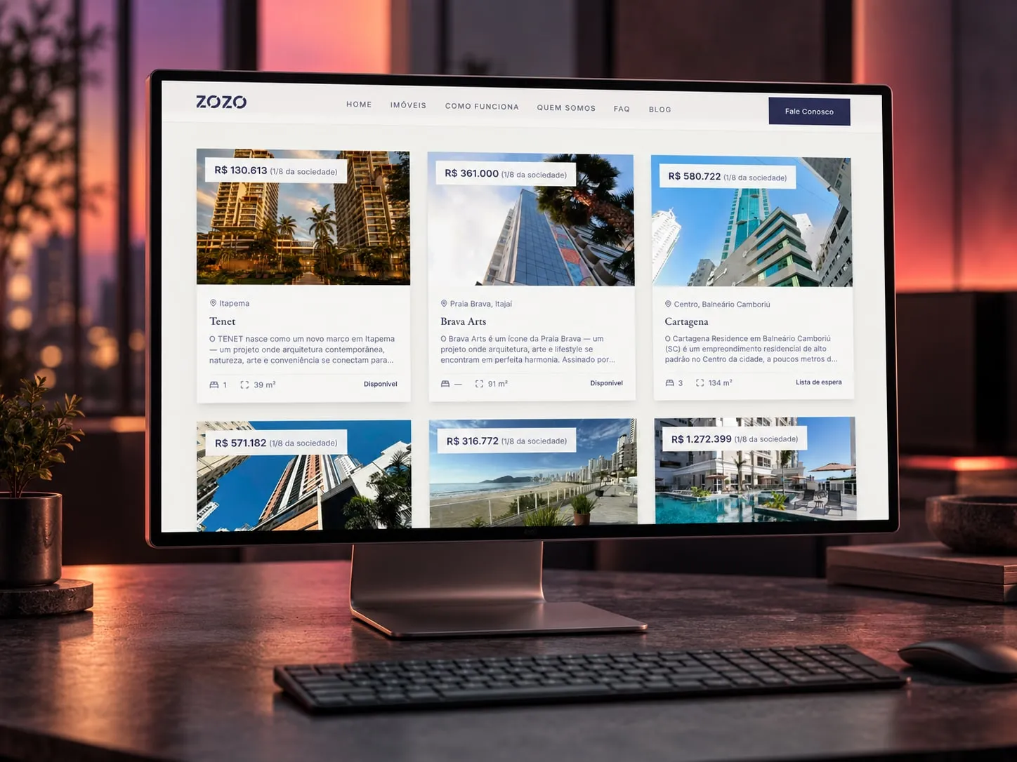 ZOZO Homes: Imóveis em cotas, com o valor de cada fração e os detalhes de cada empreendimento.
